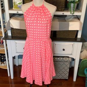 Vineyard Vines Coral Rattan Pattern Halter Dress Sz 12, EUC